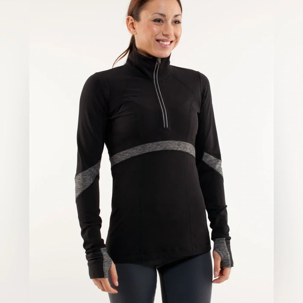Lululemon Run: Distance Pullover Black/ Heathered Black Size: 4